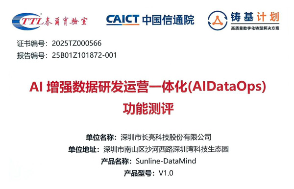 權威認證！長亮科技DataMind通過中國信通院AI增強DataOps功能測評